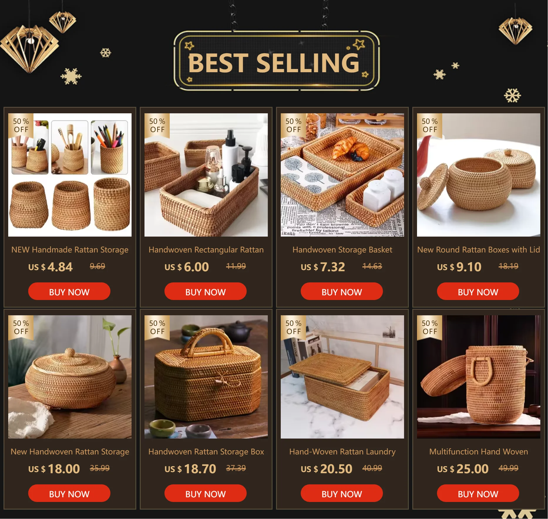 Handmade Rattan Tissue Cover – Rectangle