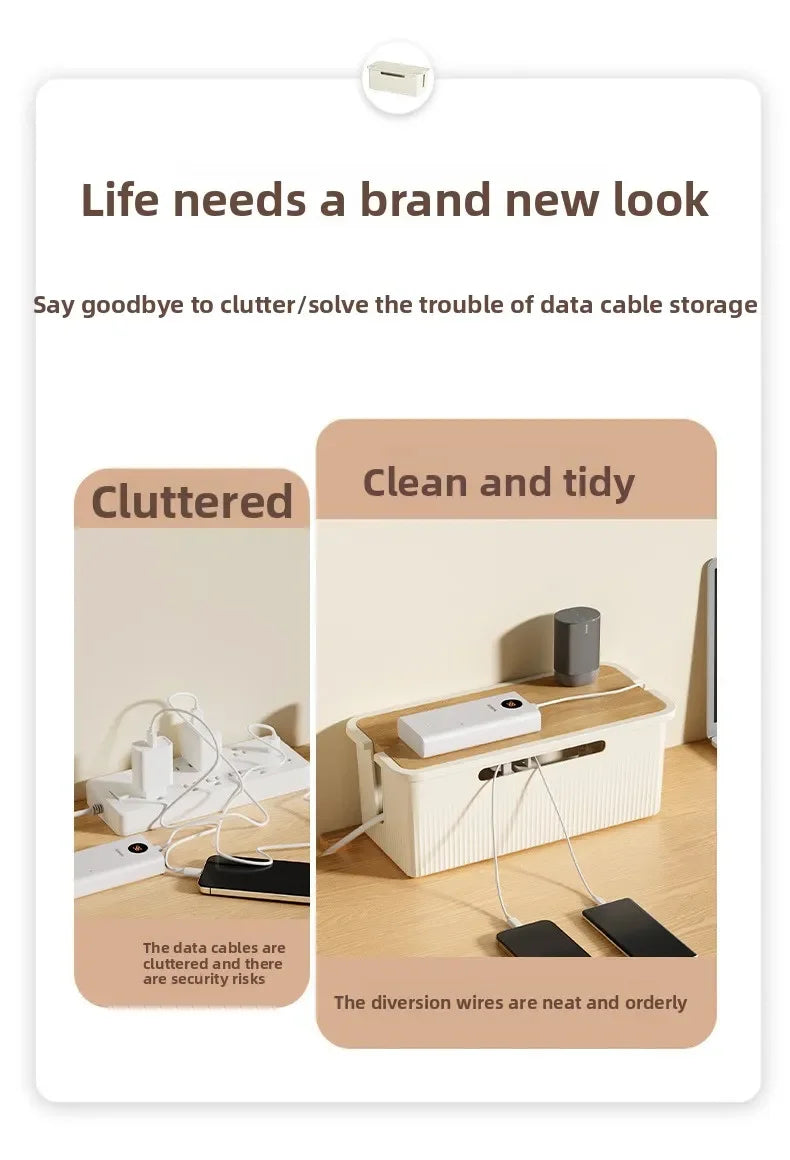 Desktop Cable Storage Box – White (L)