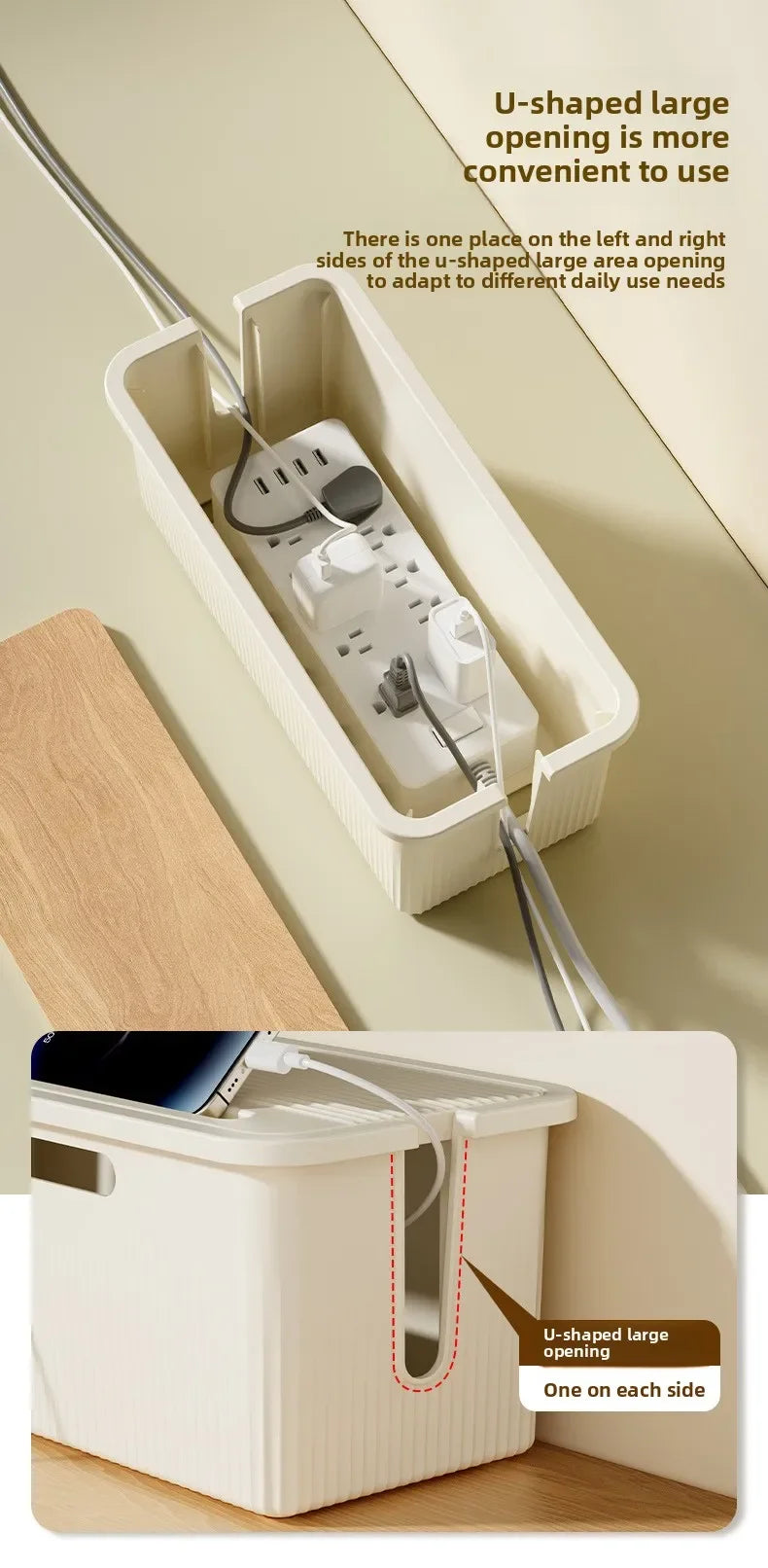 Desktop Cable Storage Box – White (L)