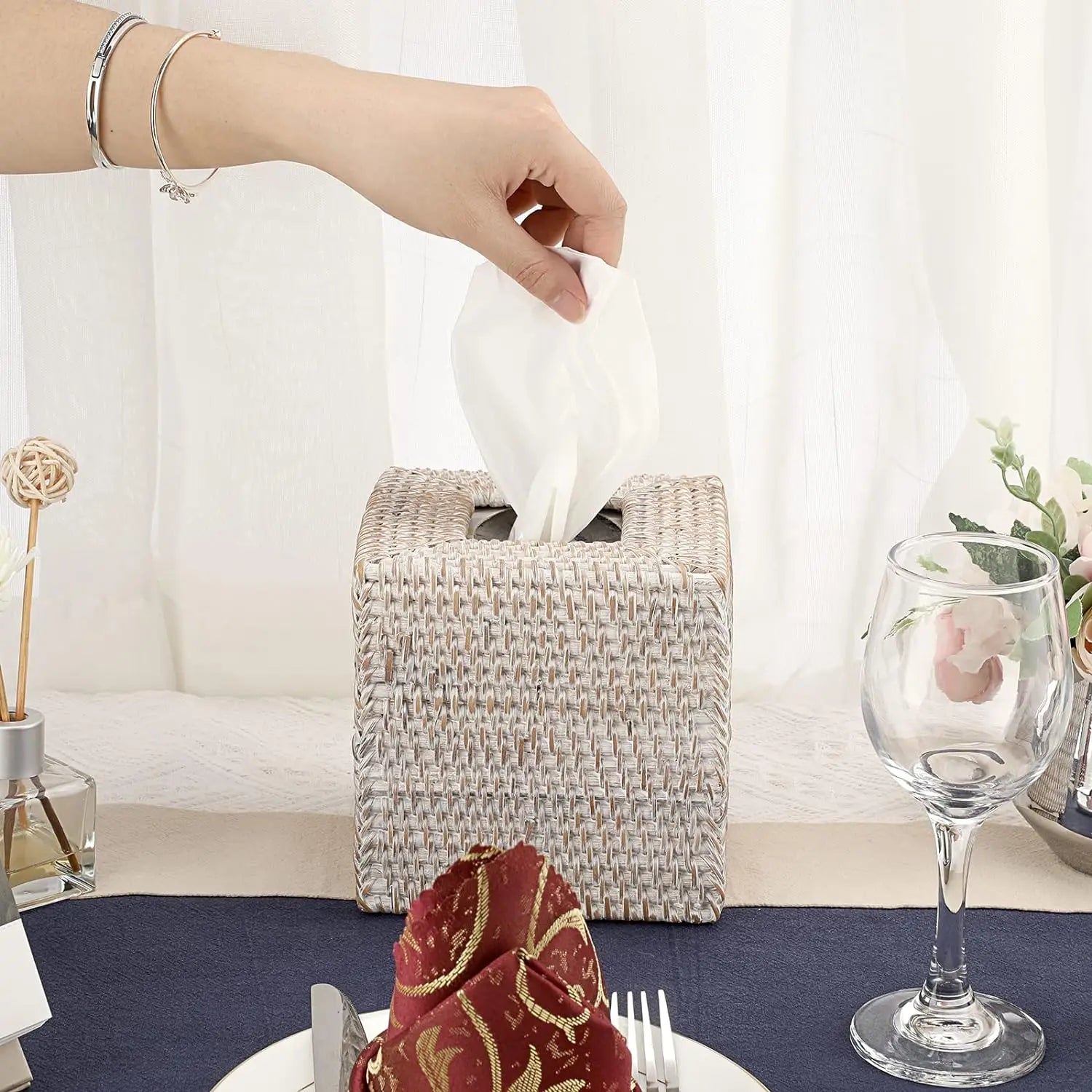Handmade Rattan Tissue Cover – Square