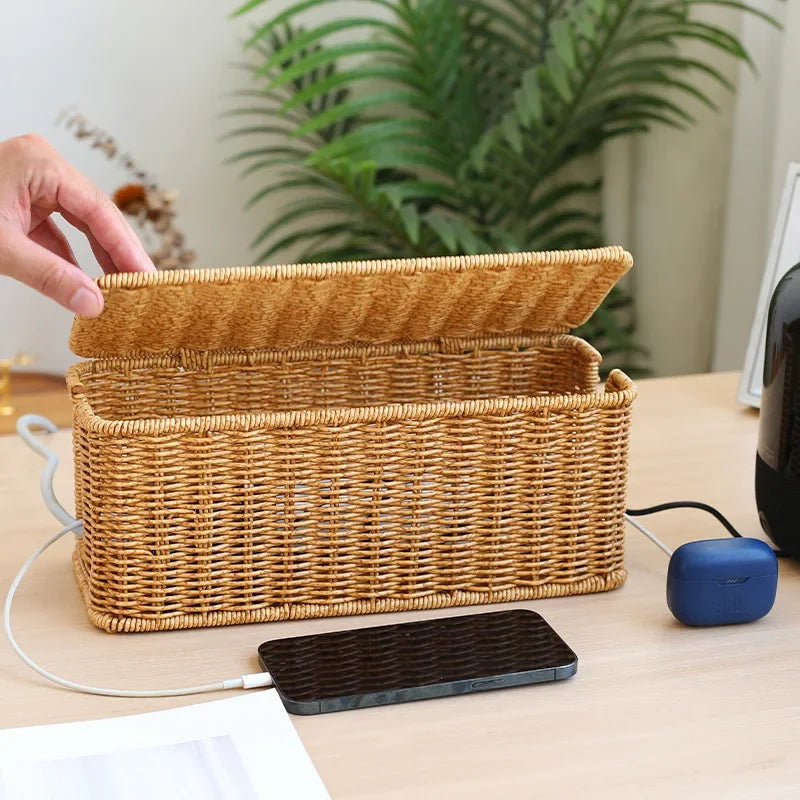Rattan Cable Organizer Box