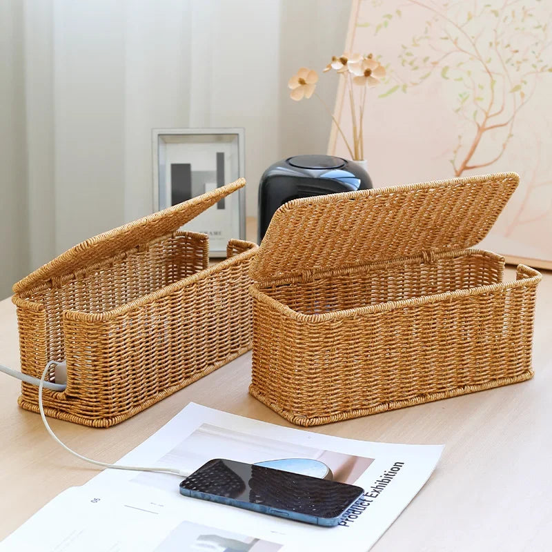 Rattan Cable Organizer Box