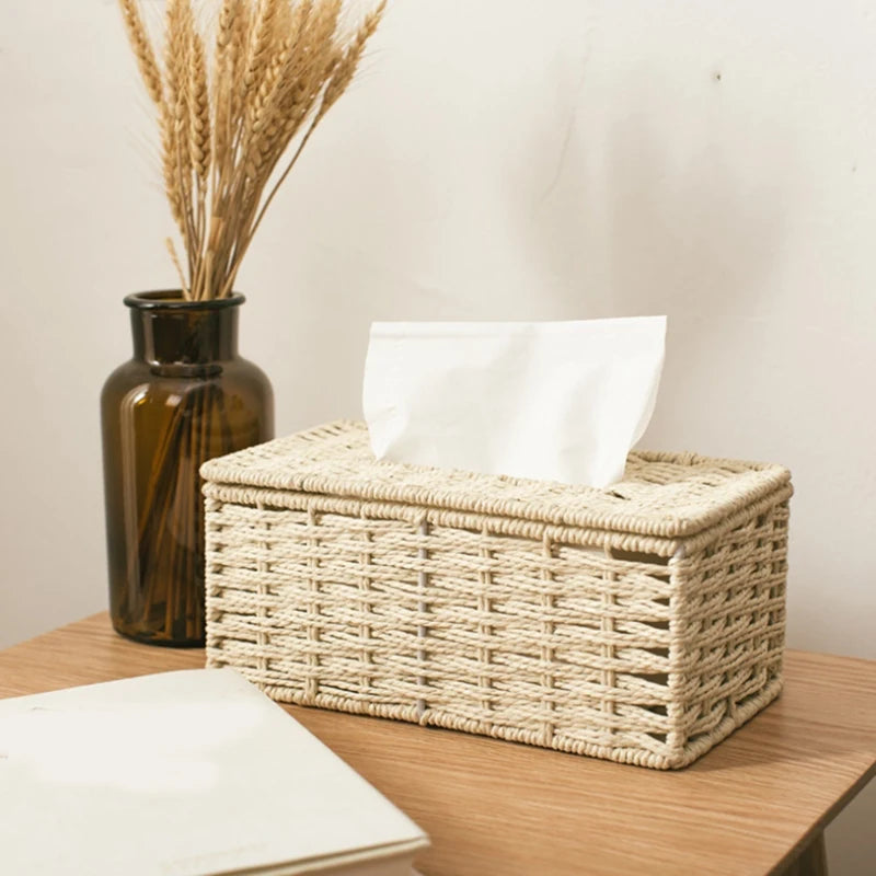 Vintage Rattan Tissue Cover – Coffee