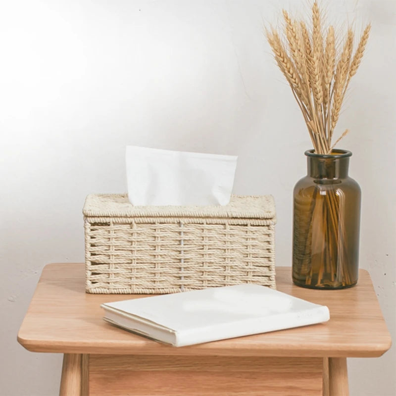 Vintage Rattan Tissue Cover – Coffee